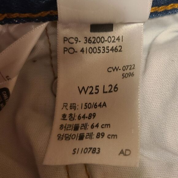 Levis 501 Button Fly Dark Indigo Distressed Size 25 x 26 - Picture 6 of 10